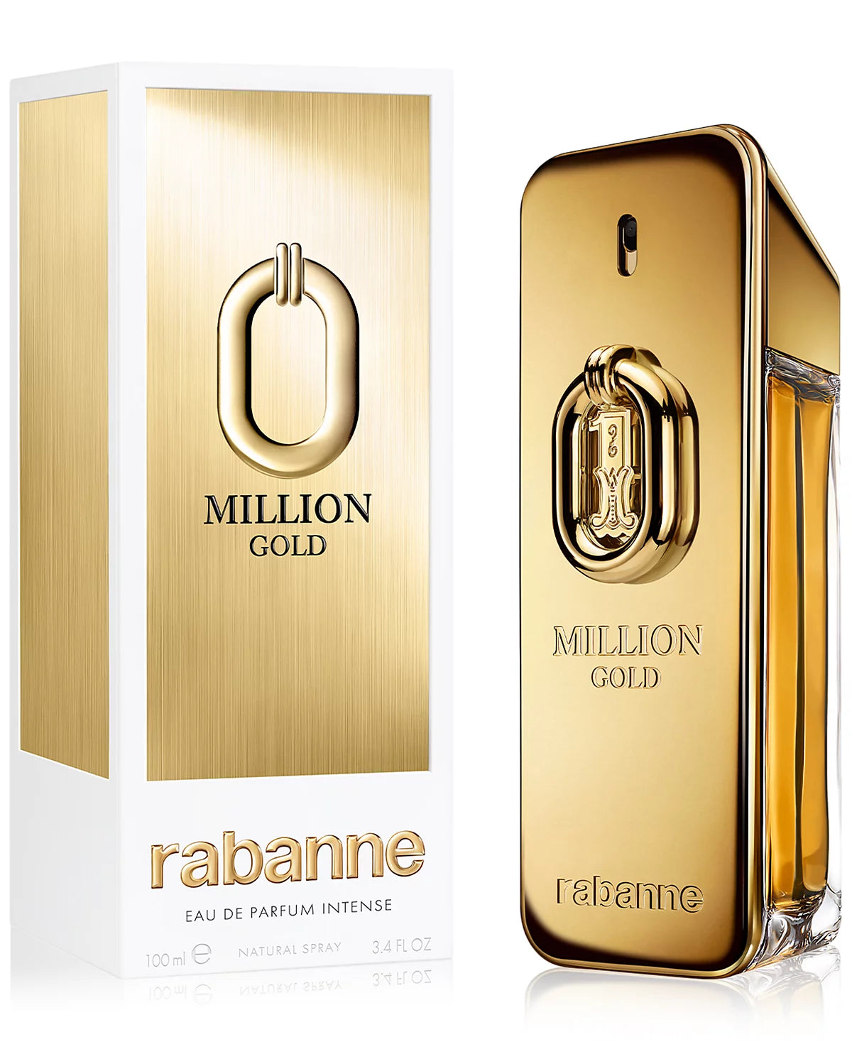 Rabanne Million Gold Eau de Parfum Intense for men, a fragrance celebrating success and extravagance.