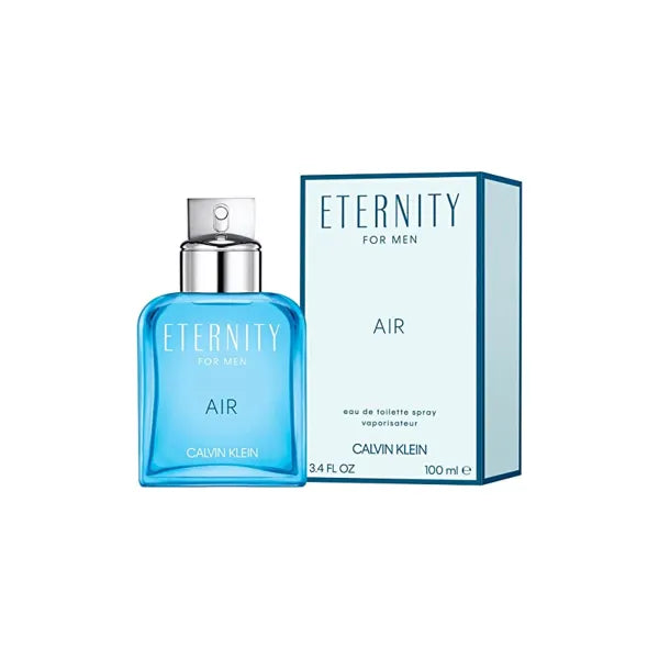 Eternity Air Eau de Toilette spray bottle, featuring a fresh and breezy design in soft blue tones.