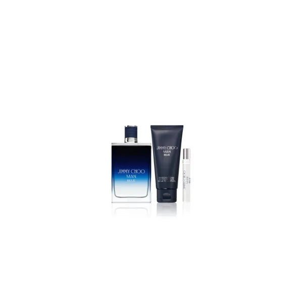 Jimmy Choo Man Blue 3 pcs EDT Gift Set - Fresh aquatic scent with aromatic and spicy notes.