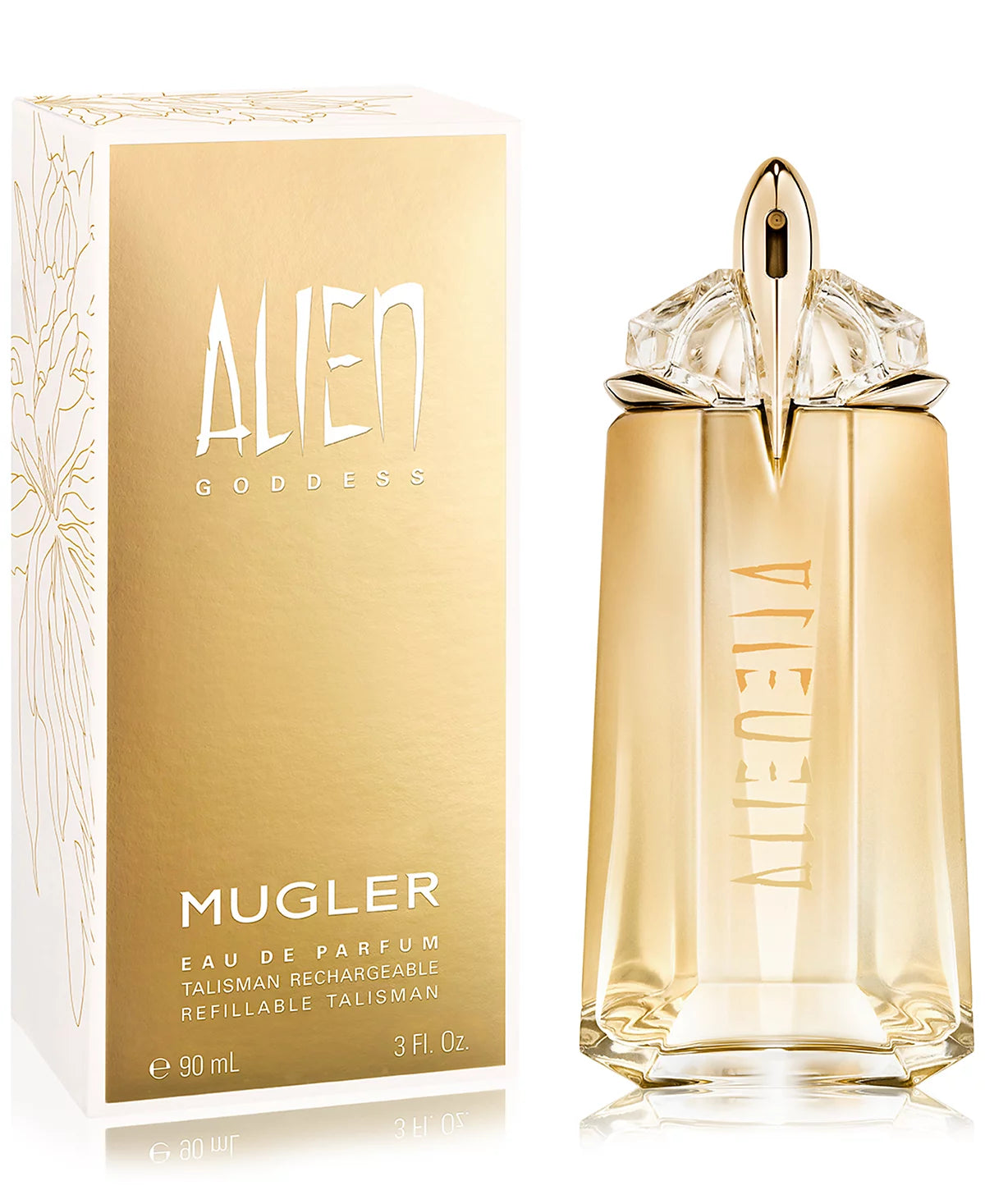 Mugler Alien Goddess Eau de Parfum warm floral fragrance with jasmine, vanilla, and amber notes.