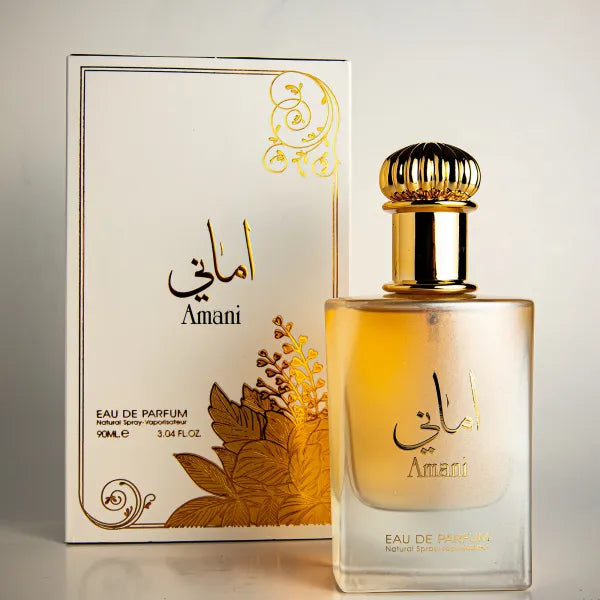 Amani fragrance with soft floral and musk notes, perfect for a delicate, elegant aroma.