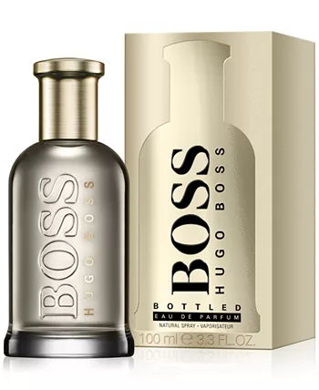 Hugo Boss Bottled Eau de Parfum with signature silver and black flacon.