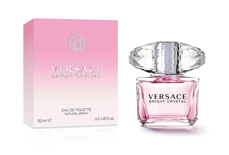 Versace Bright Crystal with vibrant floral-fruity notes, perfect for daytime elegance.