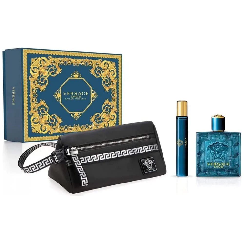 Eros EDT Gift Set - Bold, masculine scent with citrus and woody notes.