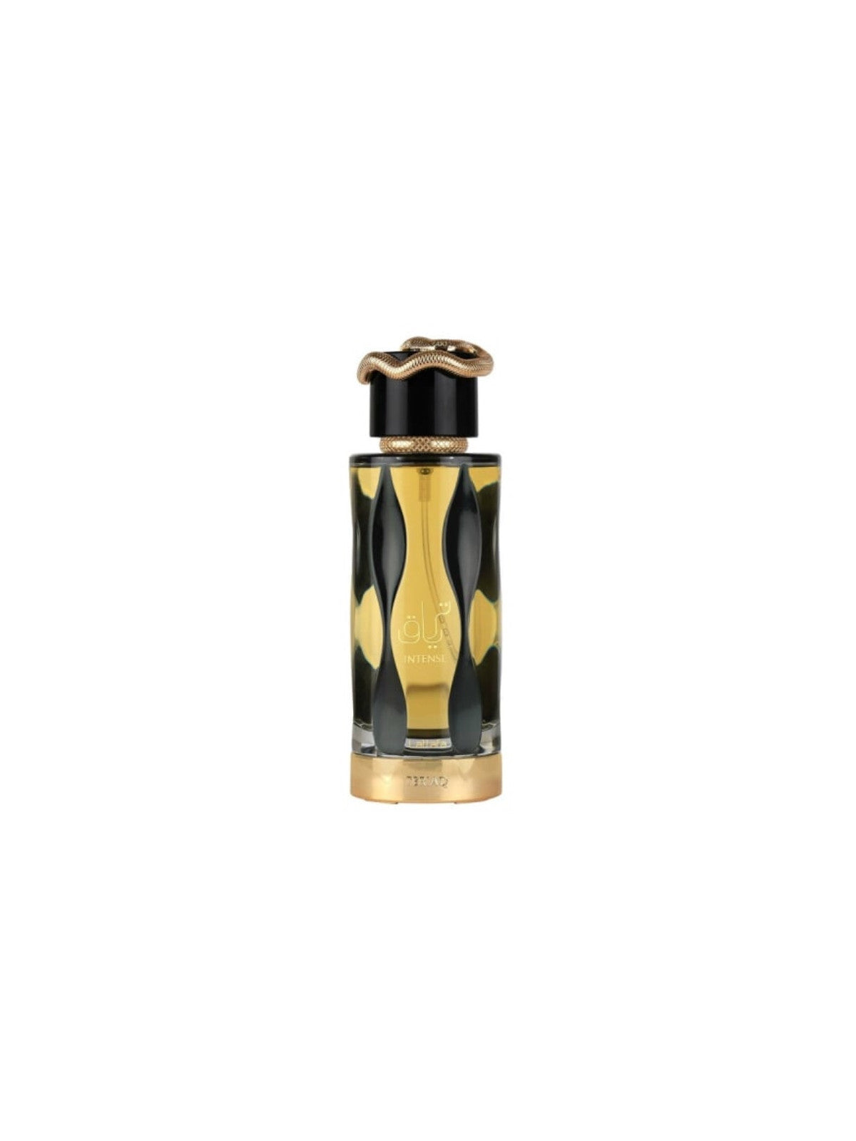 Lattafa Teriaq Intense EDP, a unisex spicy scent with saffron, plum liquor, and amber.