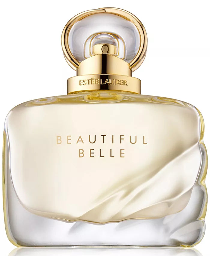 Estée Lauder perfume bottle showcasing classic, sophisticated design with golden cap.