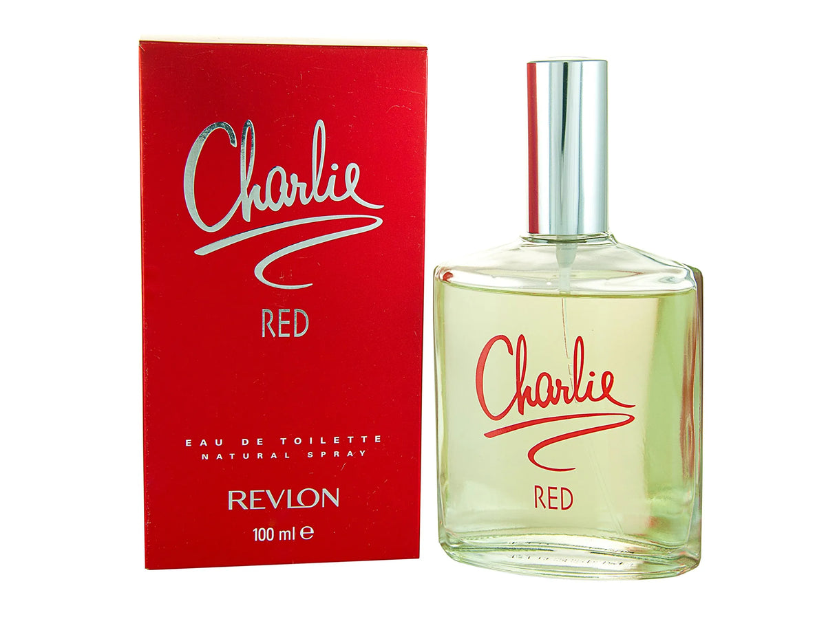 Red Charlie perfume bottle - bold and spicy fragrance.