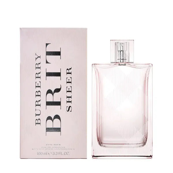 Burberry Brit Sheer with modern checkered design, offering a fresh and fruity floral scent.