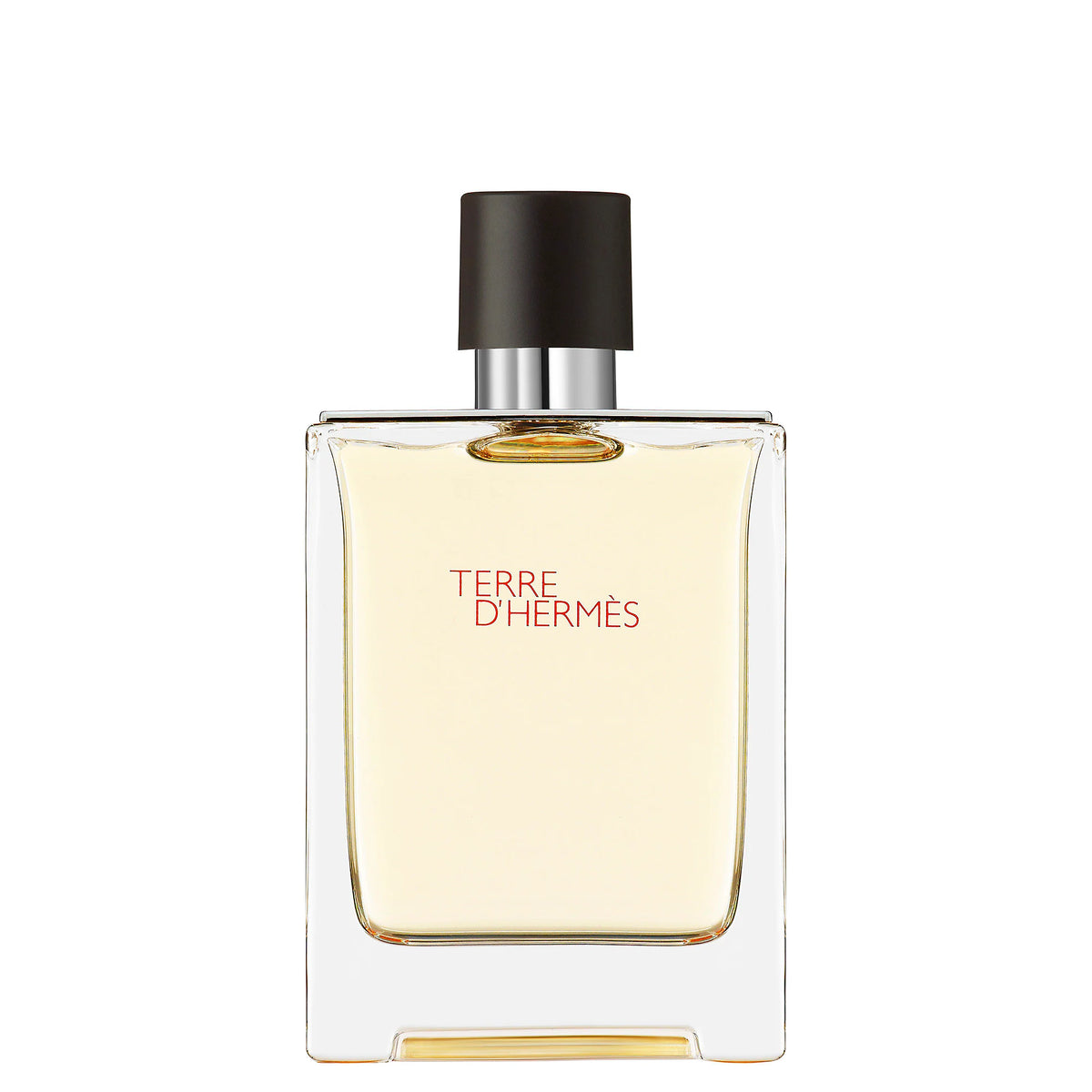 Hermès Terre d’Hermès Eau de Toilette in a minimalist square glass bottle.