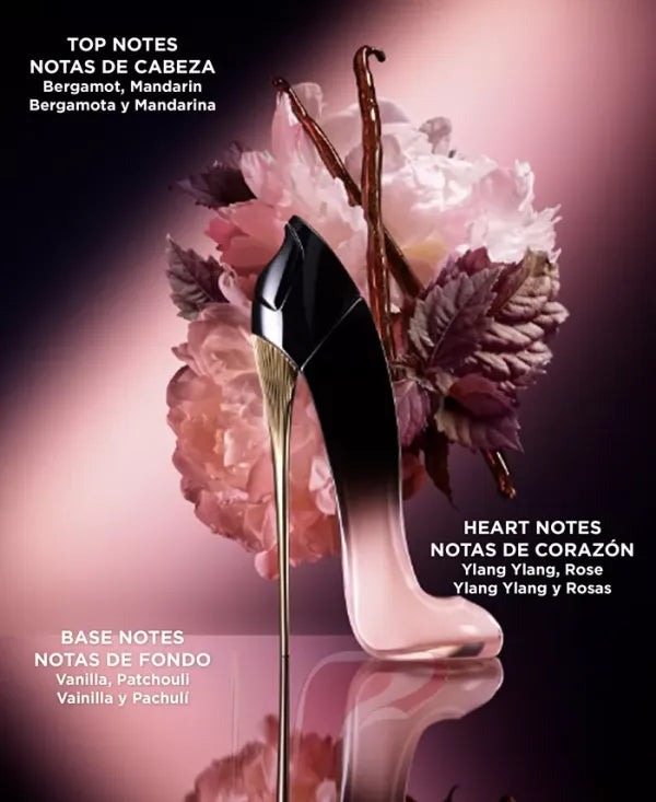 Carolina Herrera Good Girl Blush Elixir EDP with rose, vanilla, and patchouli