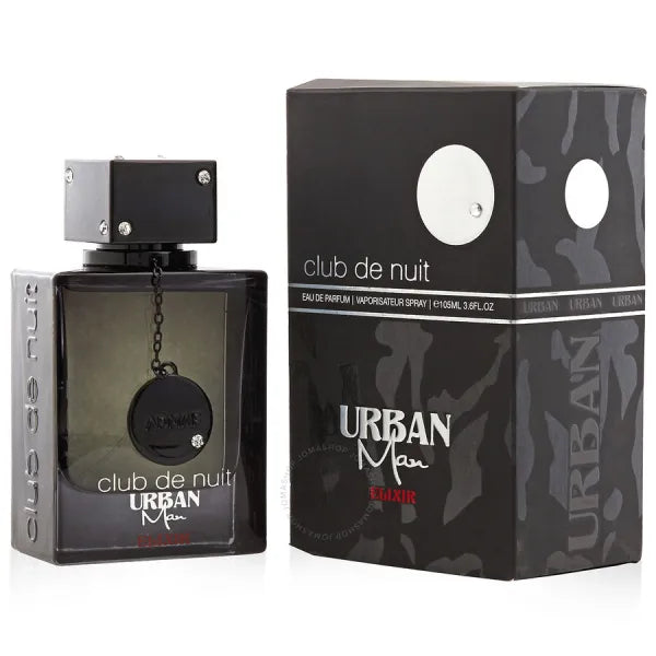 Urban Elixir with deep amber and musk notes, perfect for an intense and luxurious scent.
