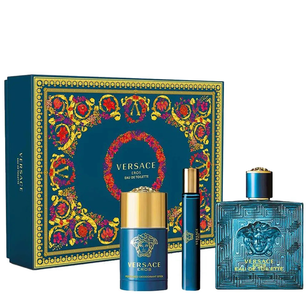 Versace Eros Eau de Toilette and deodorant gift set - bold masculine scent.