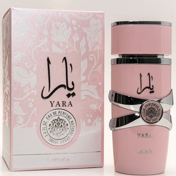 Yara perfume bottle, beautifully designed with a rich, golden hue and sleek packaging.