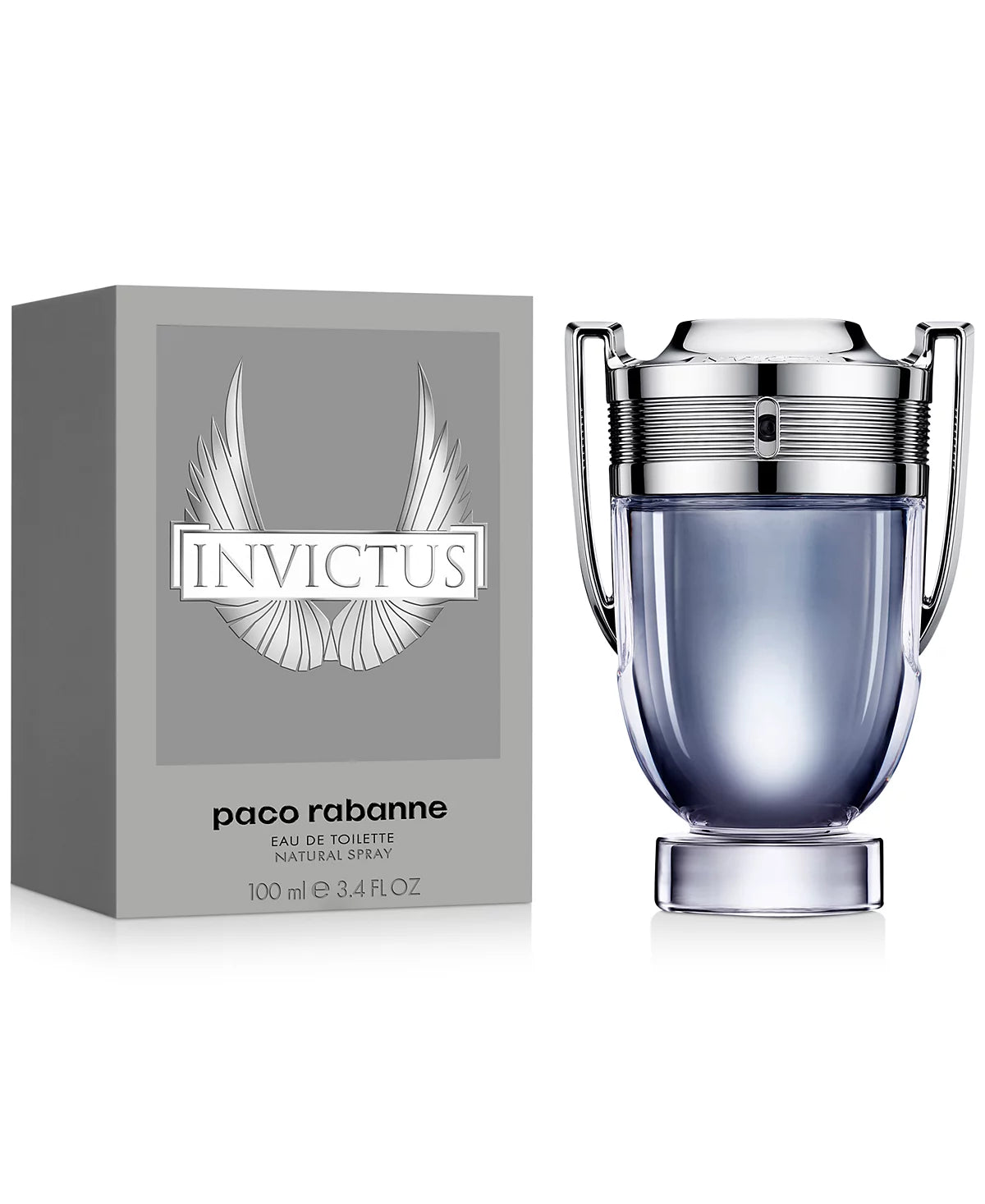 Paco Rabanne Invictus EDT for men: woody aquatic with grapefruit, marine accord, and guaiac wood.
