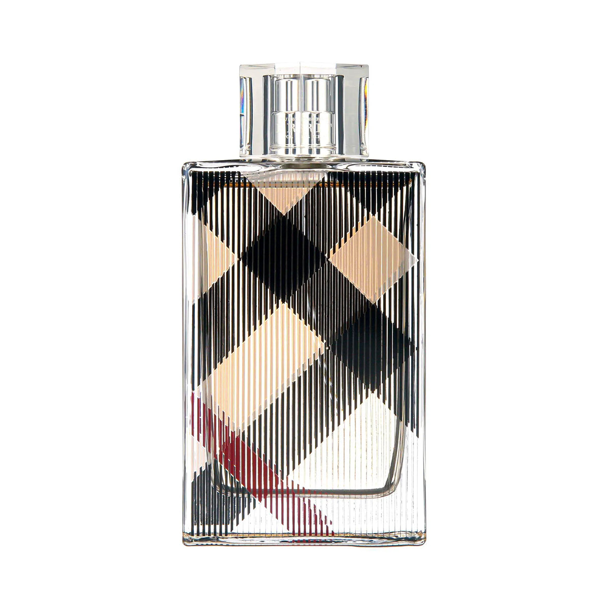 Burberry Brit for Her Eau de Parfum spray bottle with plaid pattern
