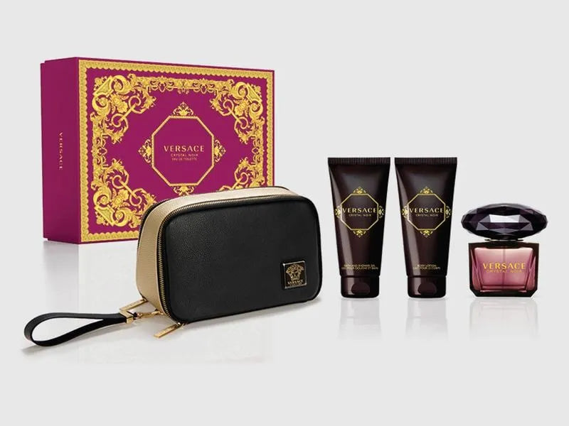 Versace Crystal Noir gift set – elegant women’s perfume with gardenia, amber, and coconut
