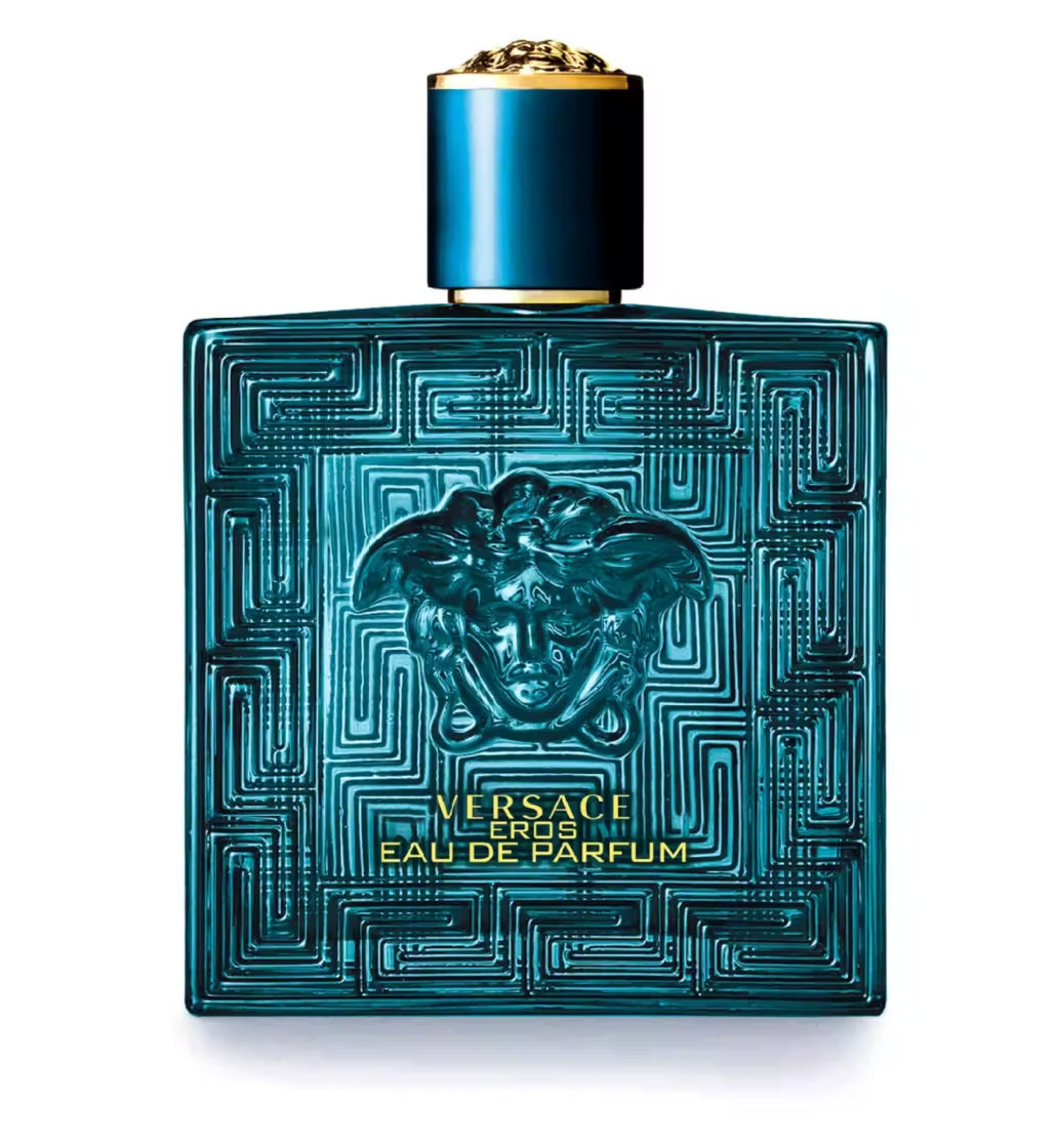 Eros by Versace – seductive fragrance with a blend of mint, lemon, and tonka bean.
