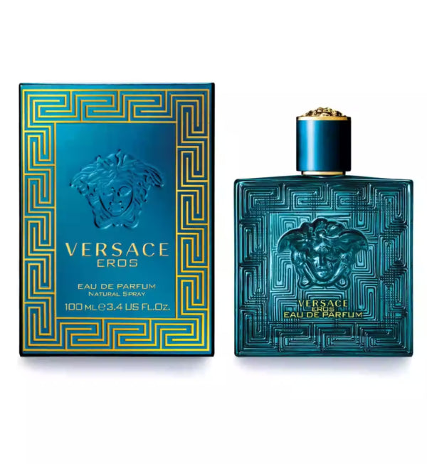 Eros fragrance bottle – Fresh aromatic–woody scent with mint and vanilla warmth.
