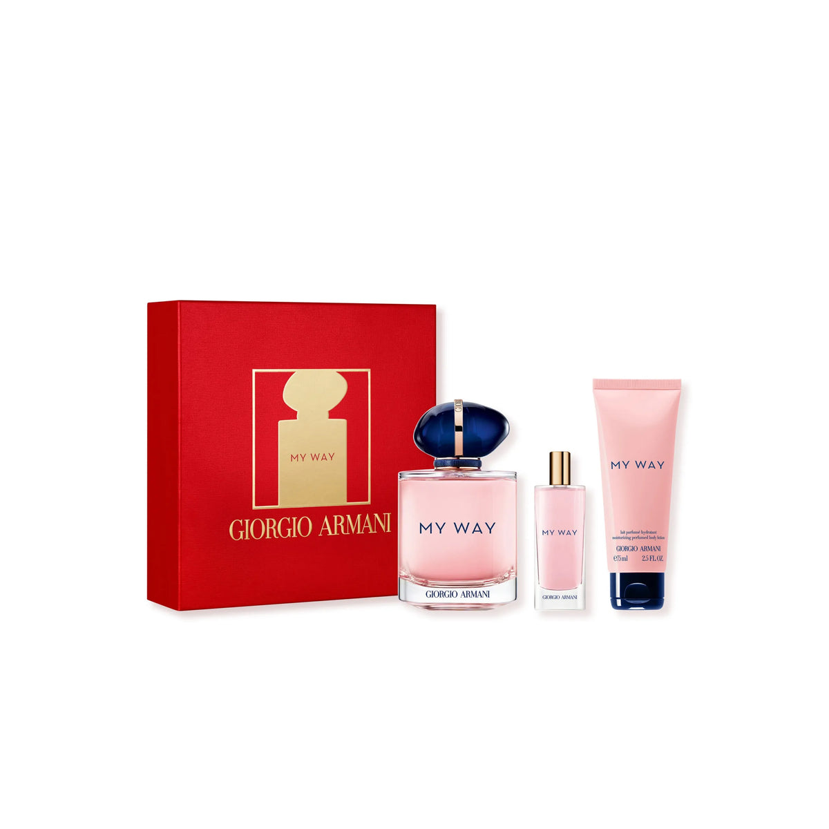 Giorgio Armani My Way gift set — bright floral fragrance trio inspired by exploration.
