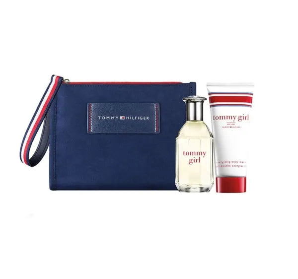 Tommy Girl Eau de Toilette gift set with fresh floral-citrus notes and stylish branded pouch.
