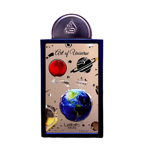 Lattafa Pride Art of Universe EDP with warm amber and rich woody notes, offering a deep and elegant fragrance.
