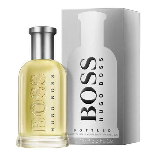 Boss Bottled EDT—fresh, woody, fruity with apple, cinnamon & sandalwood for men.
