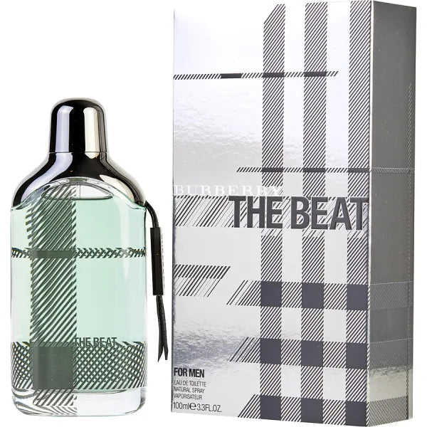 Burberry The Beat perfume with a modern check-patterned design, offering a vibrant and energetic scent.

