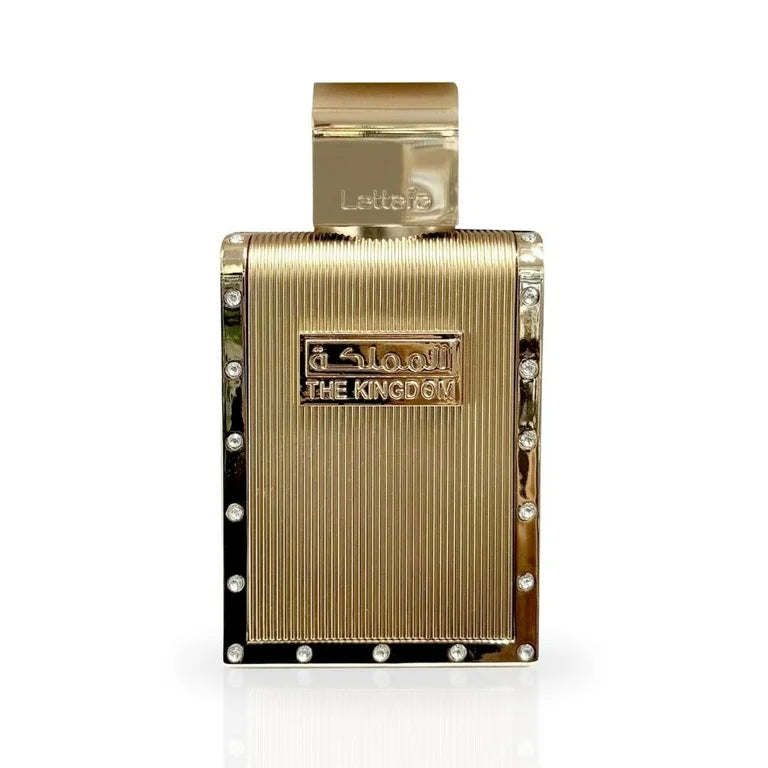 Lattafa The Kingdom for Men EDP, a bold and refined fragrance with spicy, sweet, and woody notes.
