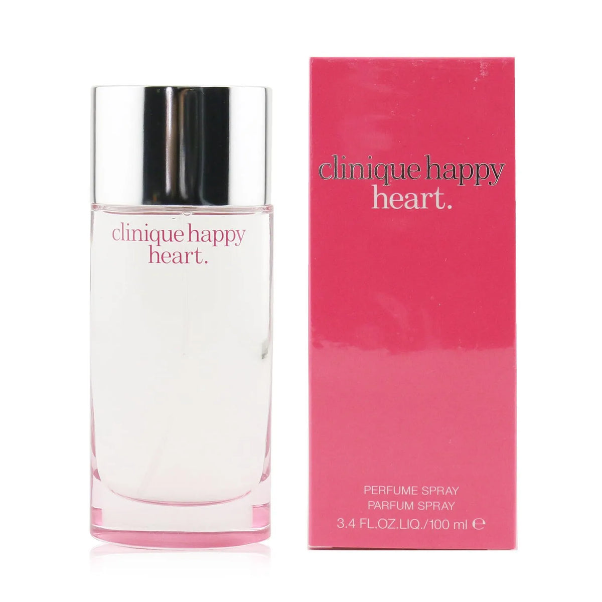 Happy Heart Eau de Parfum spray, captured in a delicate heart-shaped bottle with soft pink hues.
