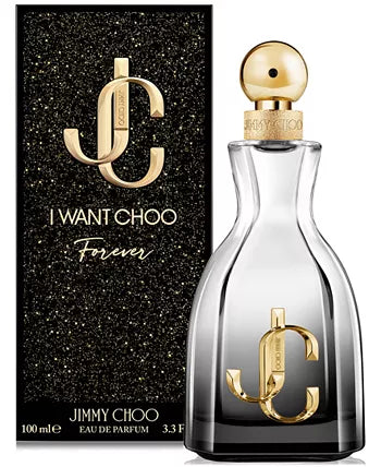 I Want Choo perfume in a glamorous gold and red bottle, exuding bold femininity.
