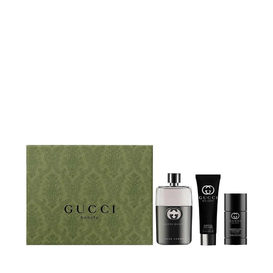 Gucci Guilty Pour Homme Gift Set with Eau de Parfum, shower gel, and deodorant
