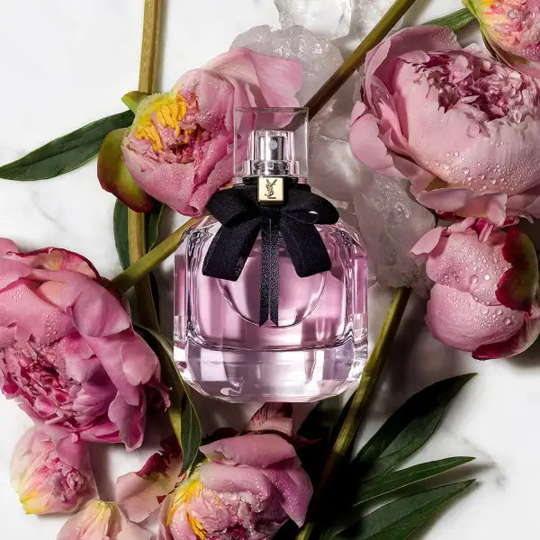 YSL Mon Paris - fruity floral fragrance bottle.
