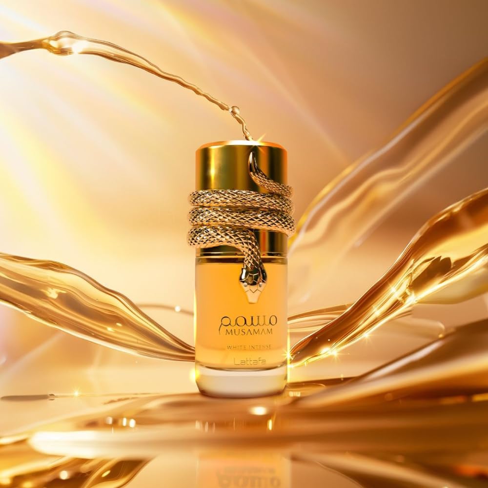 Lattafa Musamam White Intense Eau de Parfum, a unisex fragrance launched in 2023 by Lattafa Perfumes.
