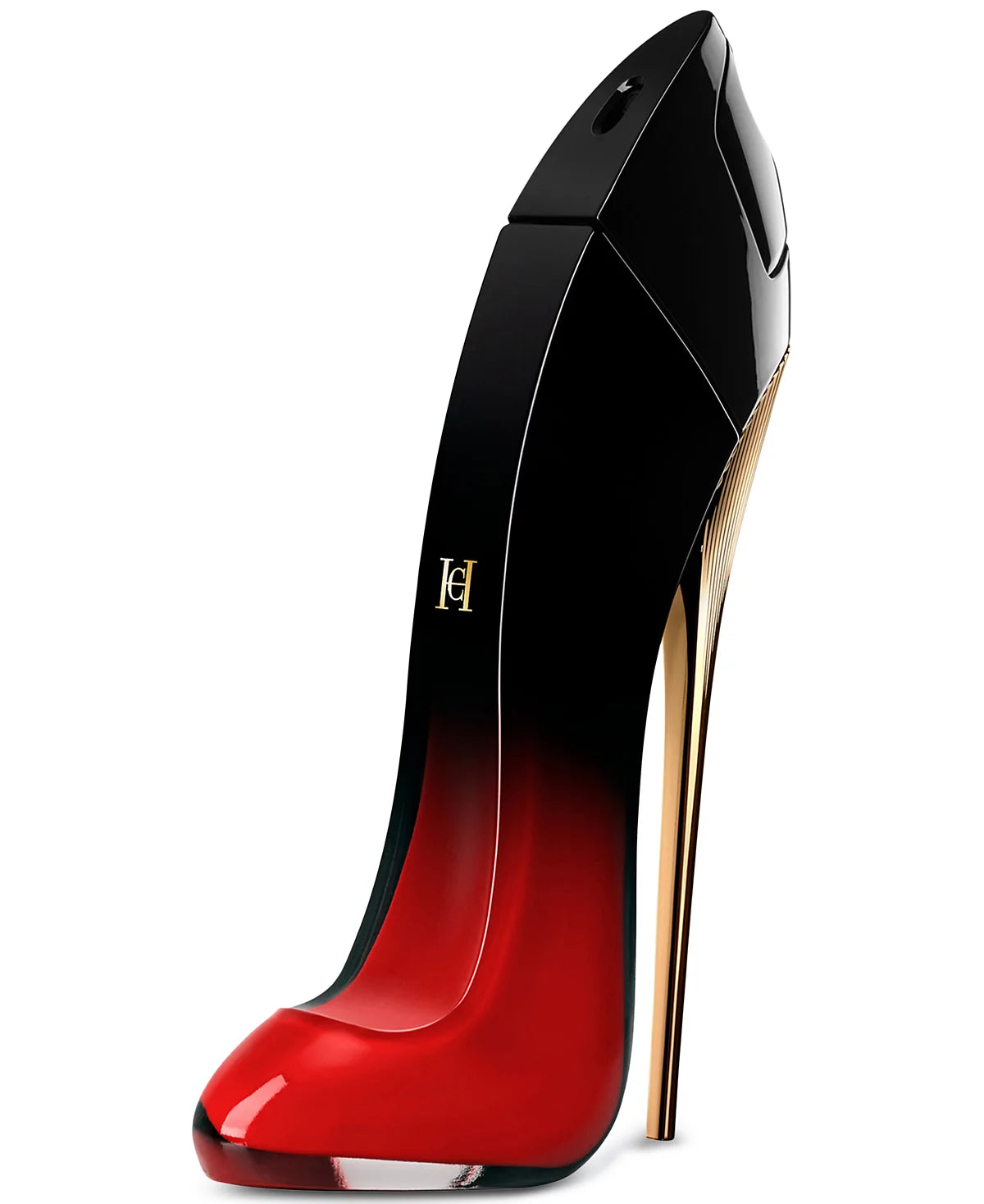 Carolina Herrera Very Good Girl Elixir Eau de Parfum in a red-to-black gradient stiletto bottle.
