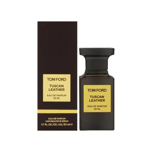 Tom Ford Tuscan Leather bottle - intense leathery and smoky fragrance.
