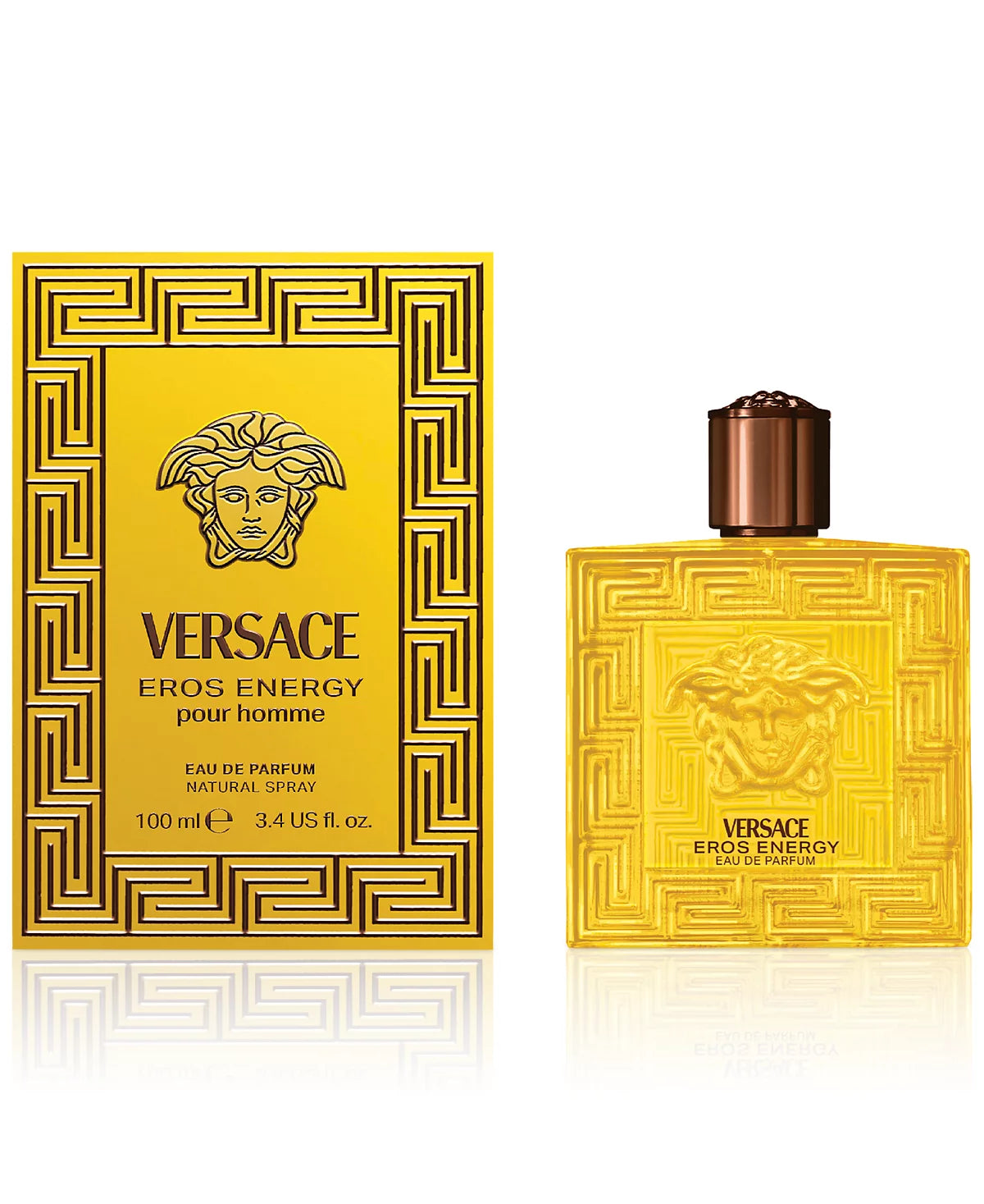 Versace Eros Energy EDP for men – fresh citrus, amber, and musk inspired by the Mediterranean coast.
